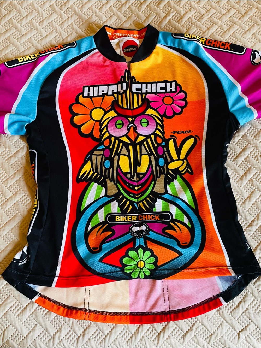 “Hippy Chick” Colorful Graphic Biker Jersey